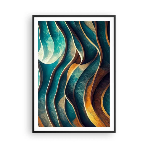 Poszter fehér keretben - Kék kanyarulatok - 70x100 cm