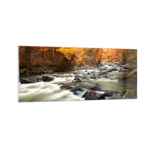 Üveg kép - Egy patak az aranyerdőben - 100x40 cm