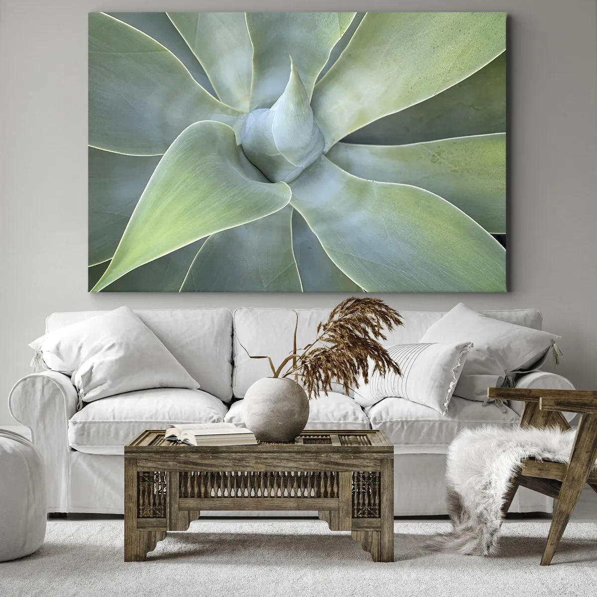 Vászonkép - Finom agávé levelek zöld árnyalatokban - 70x50cm - A zöld születése - Modern fali dekoráció nappalihoz és hálószobához ARTTOR