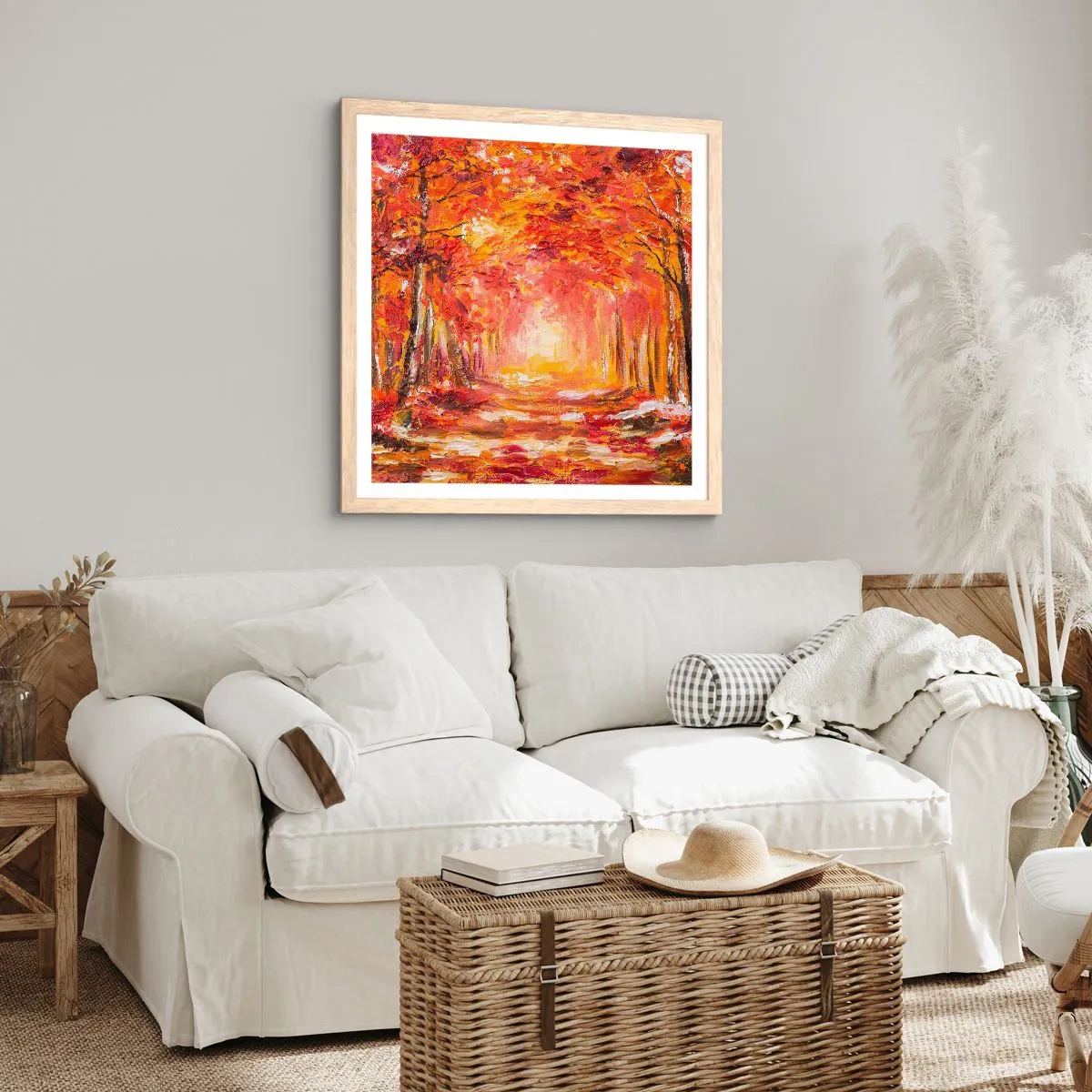 Poszter világos tölgy keretben - Rézerdő - 40x40 cm