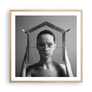 Poszter világos tölgy keretben - Kissé szürreális portré - 60x60 cm