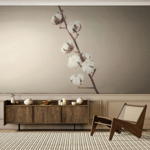 Fotótapéta Premium Sand - A puhaság forrásánál - Pamut Virág, Természet, Pamut - 100x70 cm