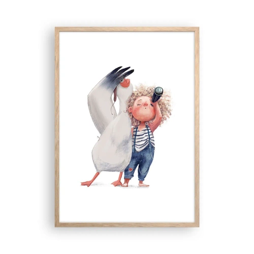 Poszter világos tölgy keretben - Nagy utazási terve - 50x70 cm