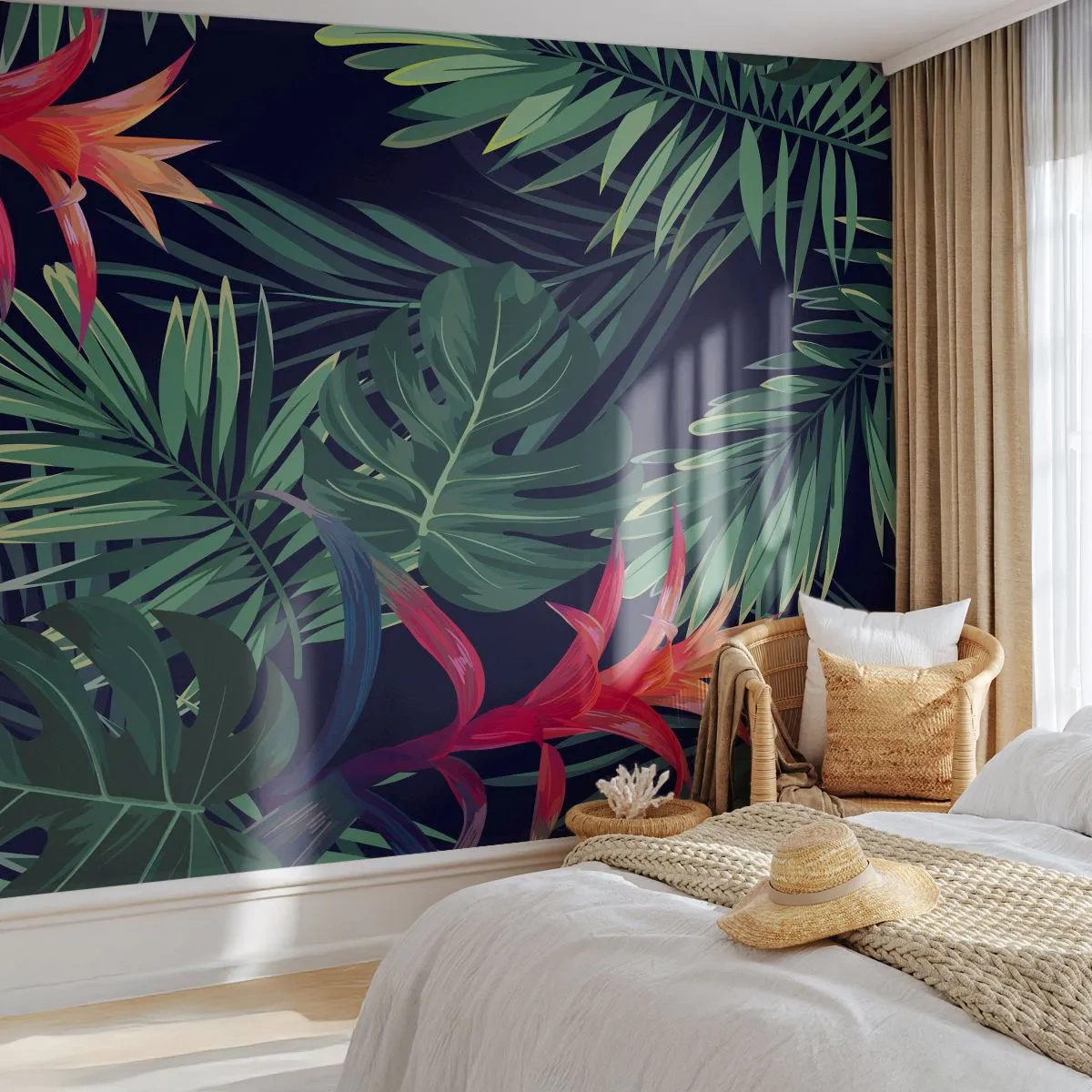 Fotótapéta Standard Eco - Zölden égni - Virágok, Trópusi növény, Pálmalevelek - 400x280 cm