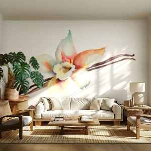 Fotótapéta Premium Sand - Festékkel kiöntött édesség - Vanília Virág, Virág, Vanília rúd - 100x70 cm