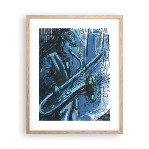 Poszter világos tölgy keretben - Városi rapszódia - 40x50 cm