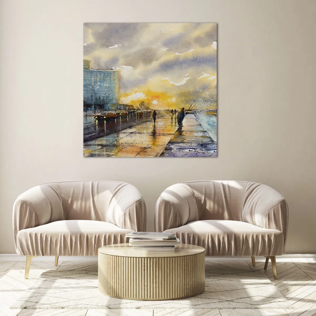 Üveg kép - Élet a parton - 60x60 cm