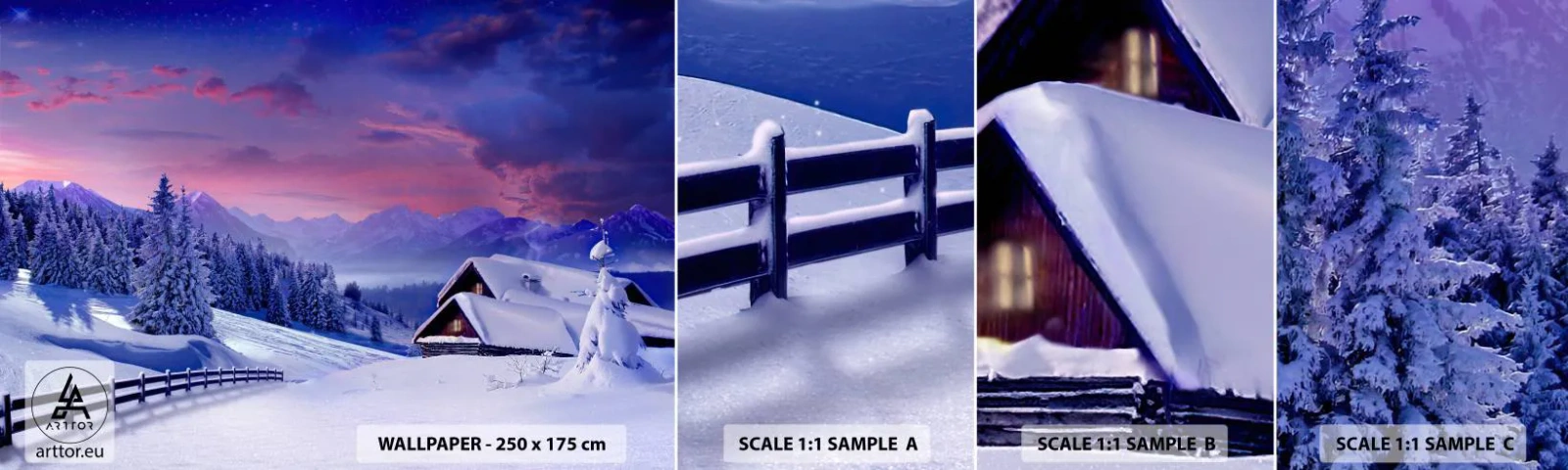 Fotótapéta Minta Standard Eco - Csendes éj - Tájkép, Téli, Alpok - 100x30 cm