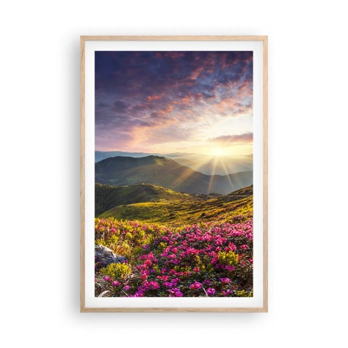 Poszter világos tölgy keretben - A Hegyi reggeli frissesség - 61x91 cm