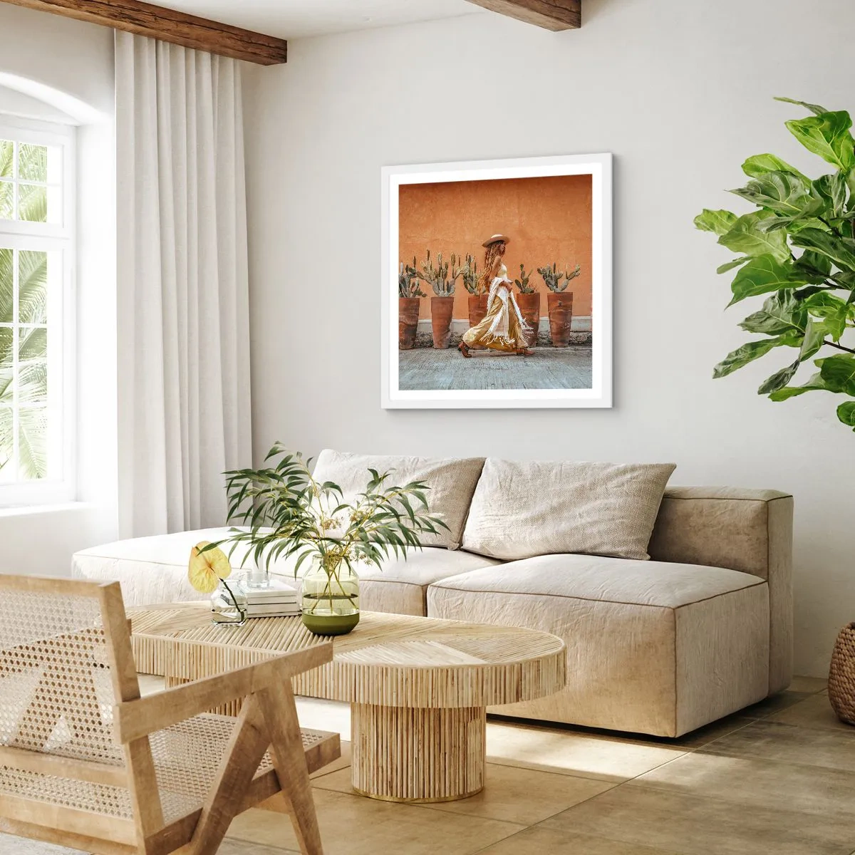 Poszter fekete keretben - Hippi stílusban - 60x60 cm