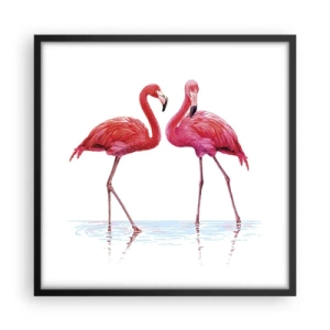 Poszter fehér keretben - Rozsaszín randez-vous - 50x50 cm