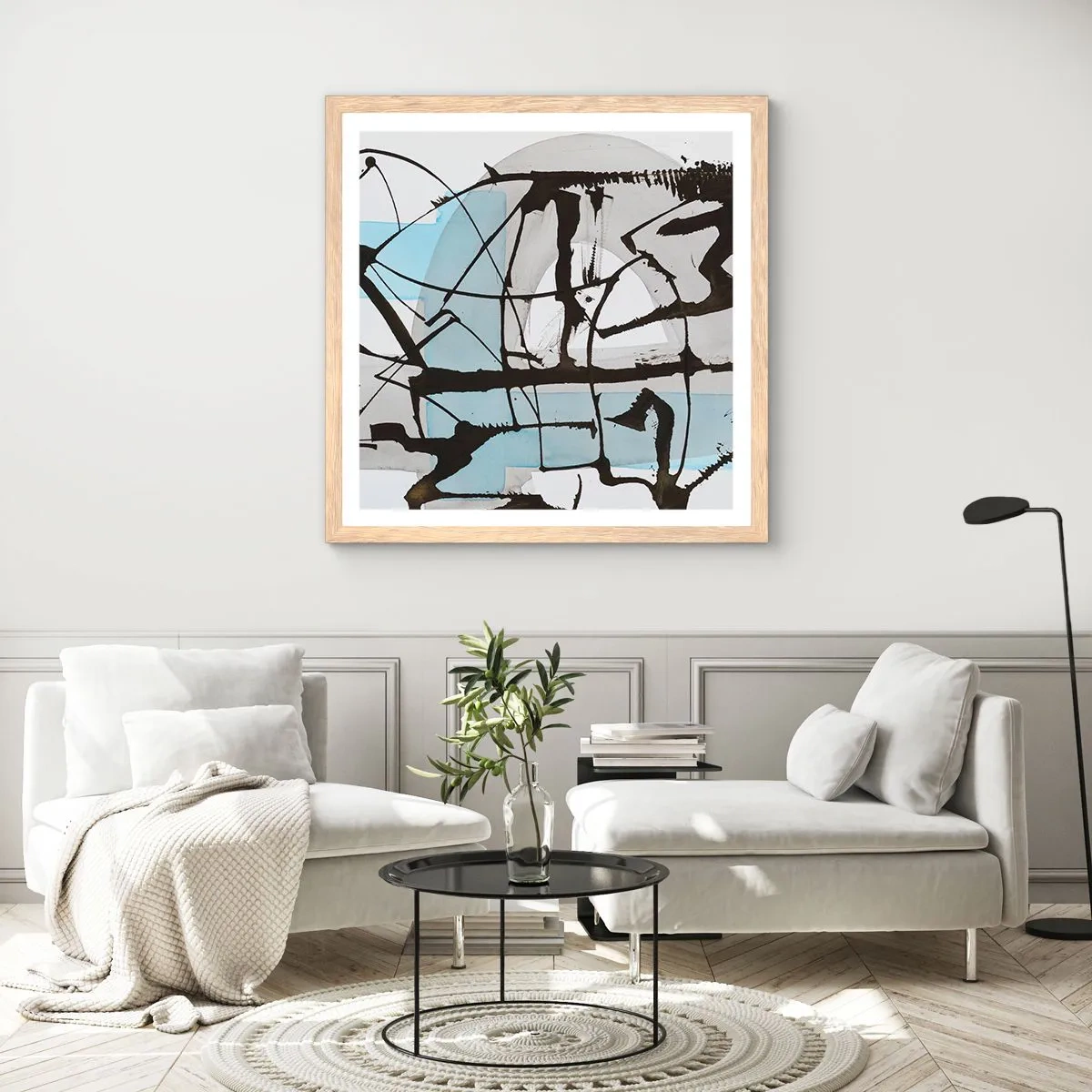 Poszter világos tölgy keretben - Mindennek ellenére kék - 50x50 cm