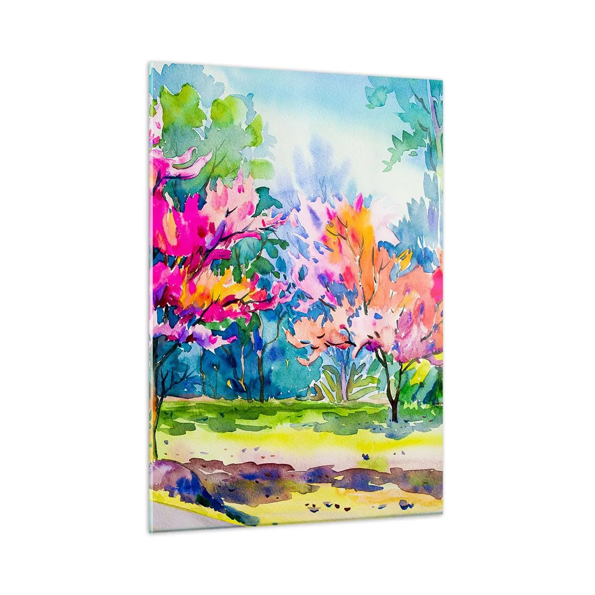 Üveg kép - Szivárvány kert a tavaszi fényben - 50x70 cm