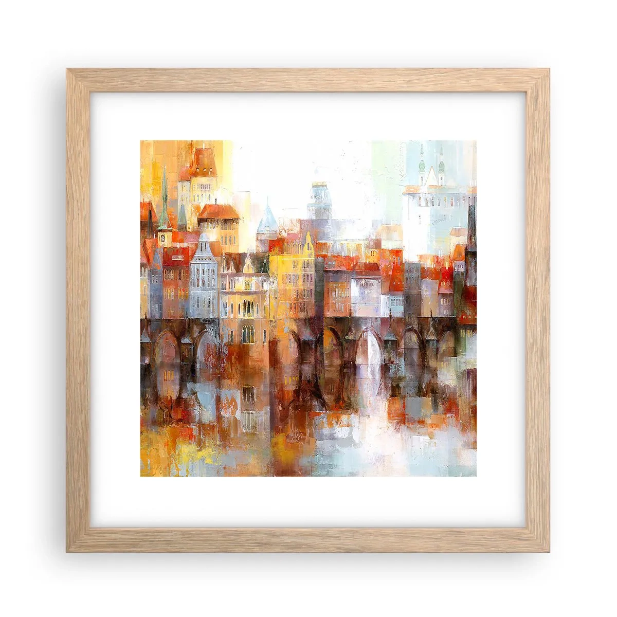 Poszter világos tölgy keretben - A híd alatt is gyönyörű - 30x30 cm