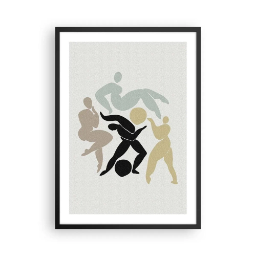 Poszter fehér keretben - Dinamikus mozgású alakok absztrakt sziluettjei - 50x70cm - Mozgás az egészségért és a szépségért - Modern fali dekoráció nappalihoz és hálószobához ARTTOR