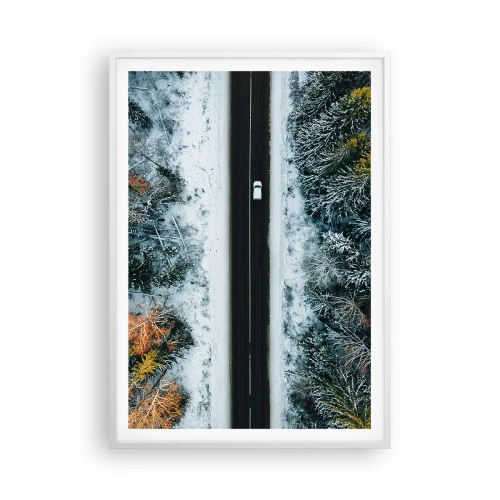 Poszter fekete keretben - Átvágni a téli erdőn - 70x100 cm