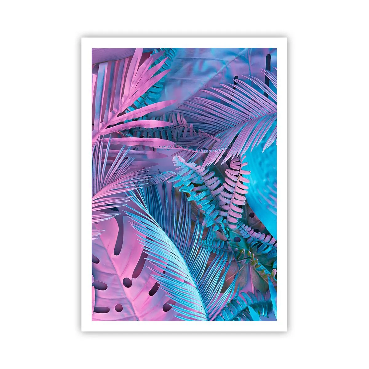 Poszter - Trópusok rózsaszínben és kékben  - 70x100 cm