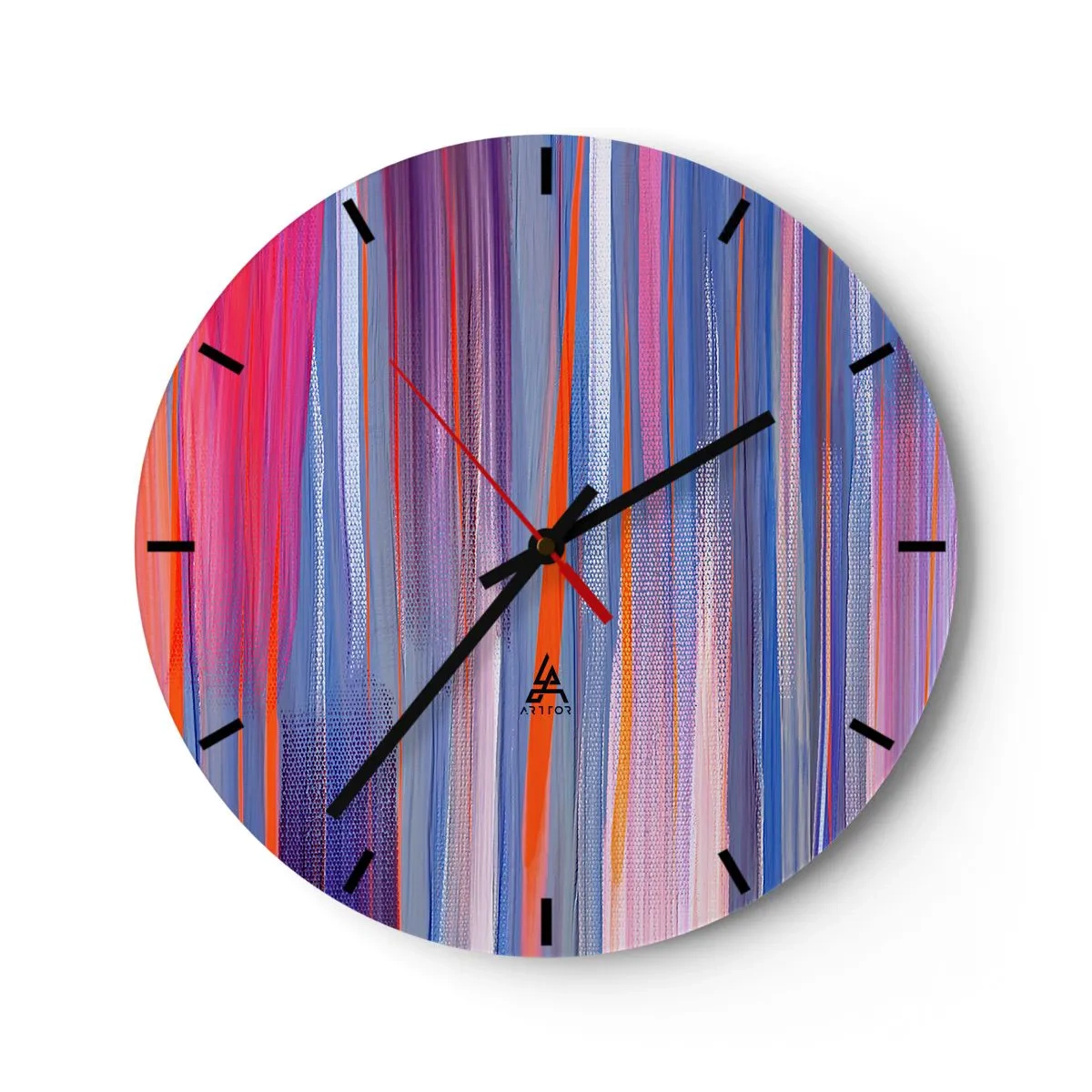 Falióra, Óra - Többszínű függőleges ecsetvonások absztrakt stílusban - 30x30cm - Felemelkedés - Modern fali dekoráció nappalihoz, konyhához és hálószobához ARTTOR