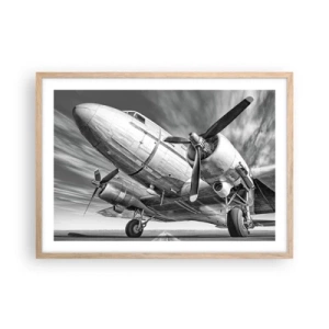 Poszter világos tölgy keretben - Mindig kész a repülésre - 70x50 cm