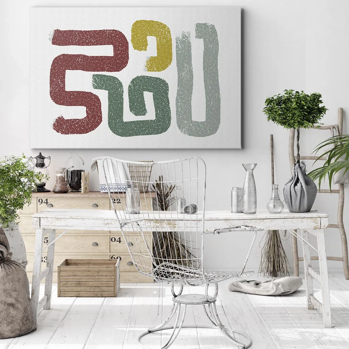 Vászonkép - Színes geometrikus minták absztrakt stílusban - 70x50cm - Egy ismeretlen nyelven - Modern fali dekoráció nappalihoz és hálószobához ARTTOR