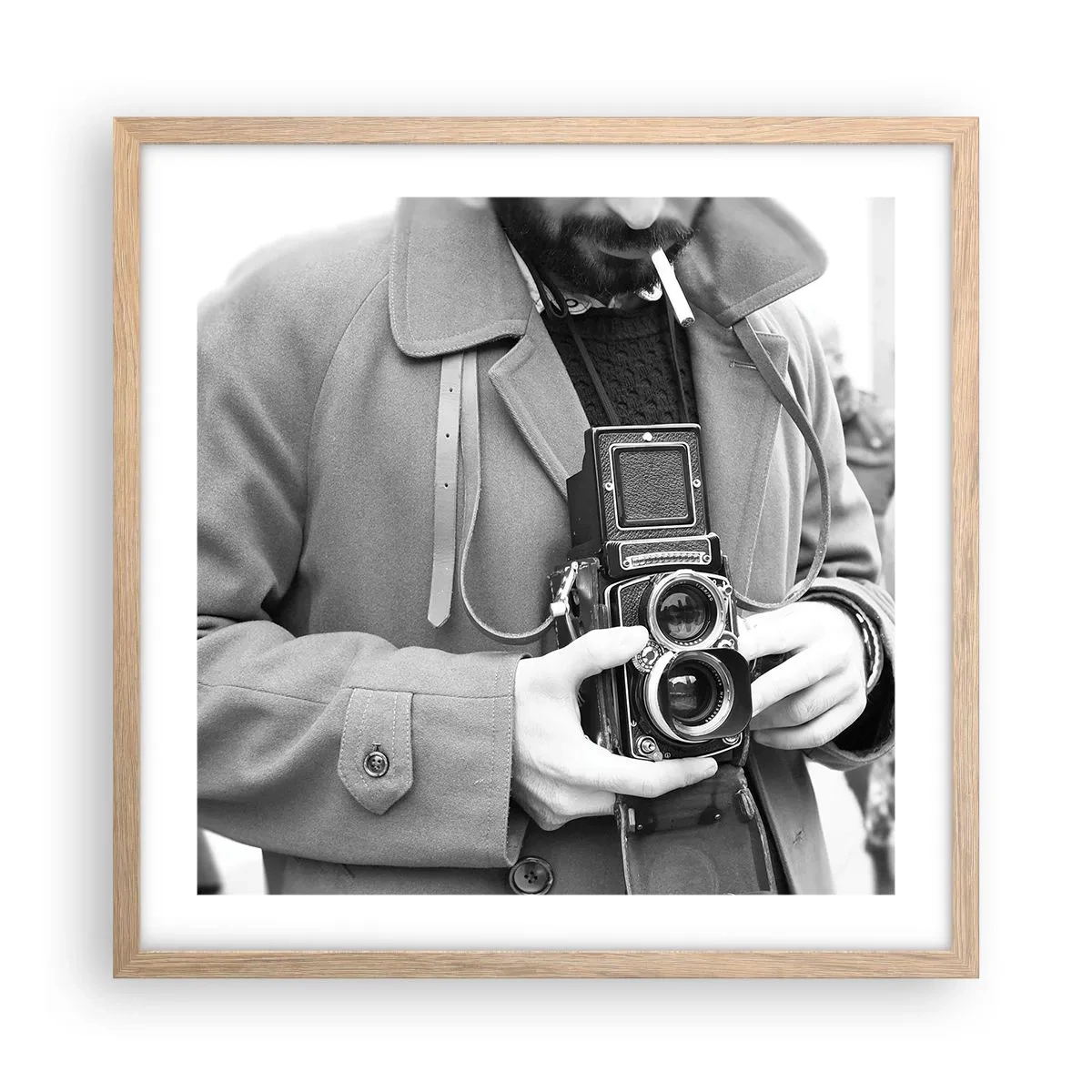 Poszter világos tölgy keretben - Retro stílusban - 50x50 cm