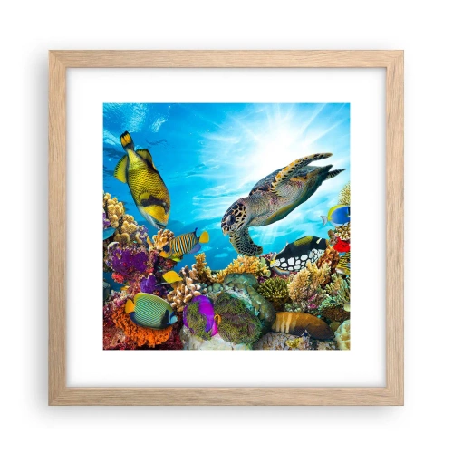 Poszter világos tölgy keretben - Korall sétány - 30x30 cm