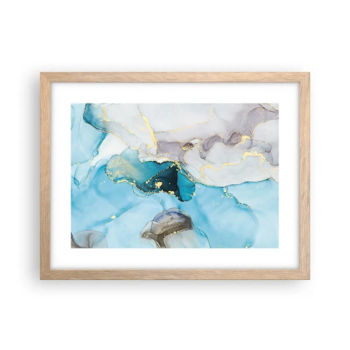 Poszter világos tölgy keretben - Tanulmány a szürke és a türkiz találkozásáról - 40x30 cm