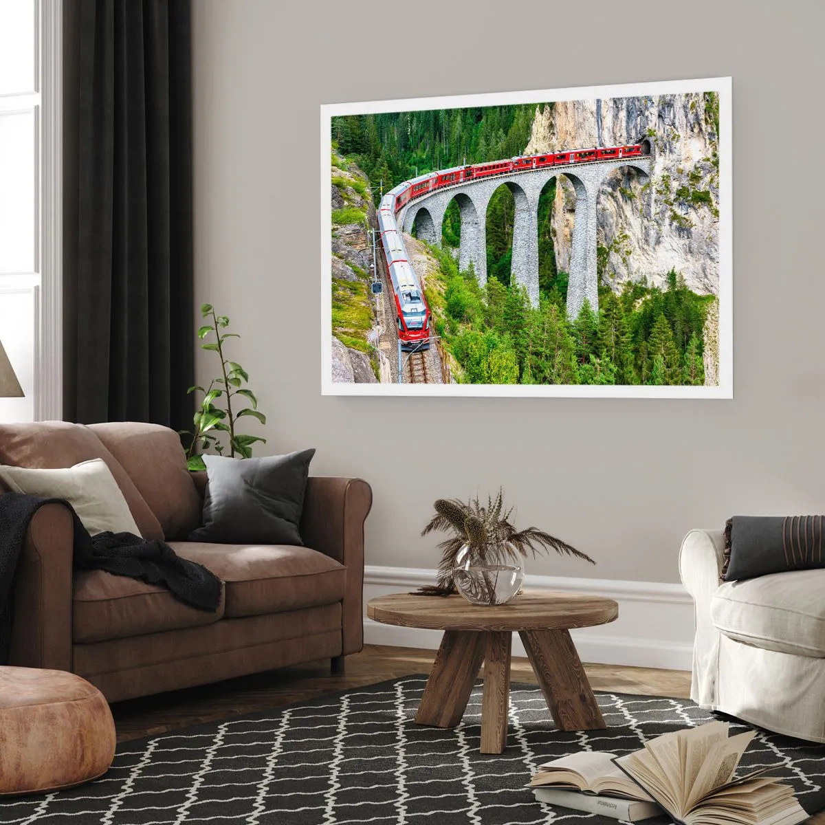 Poszter - Vasút hegyi kilátással - 70x50 cm