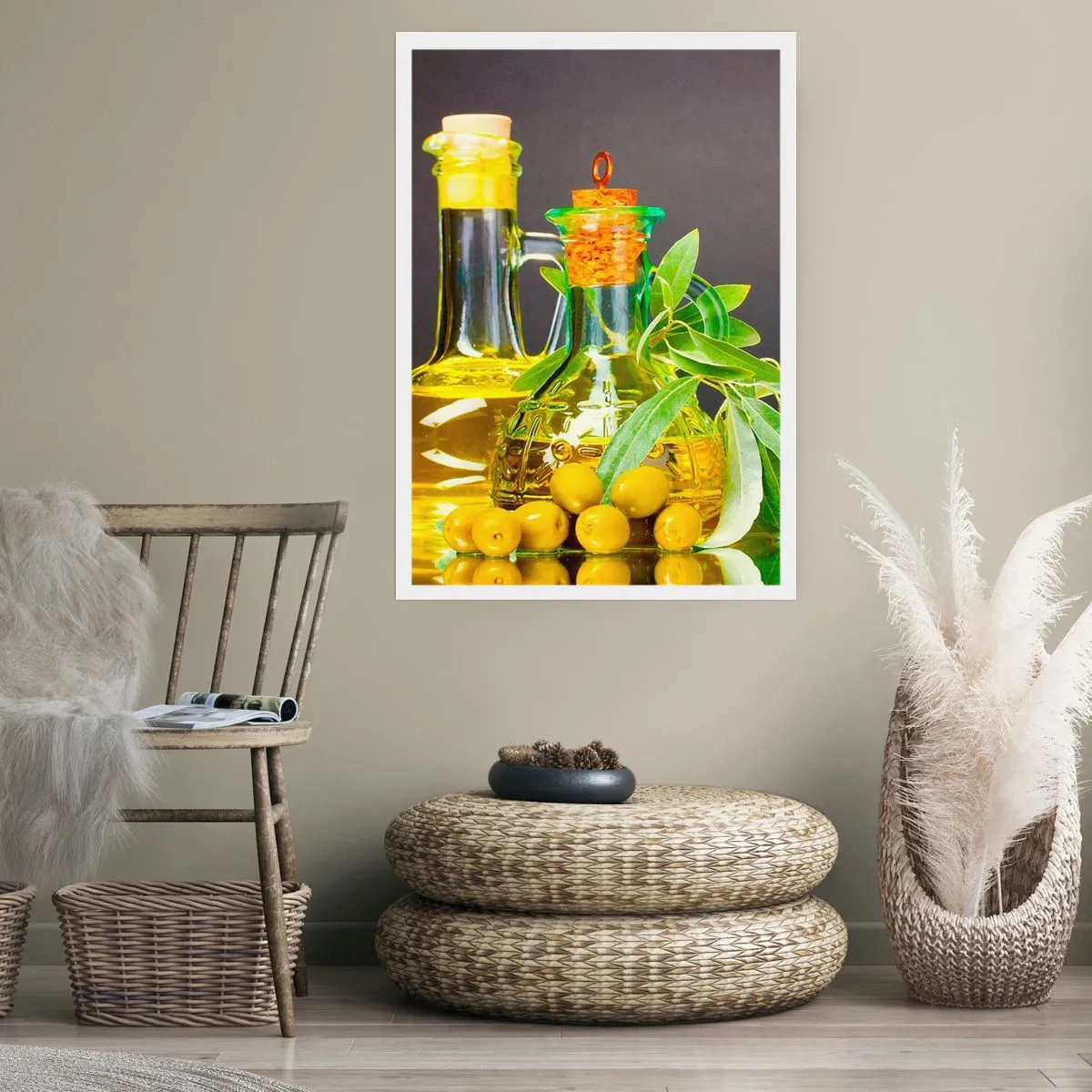 Poszter - Csendélet olívabogyóval és olívaolajjal - 50x70 cm
