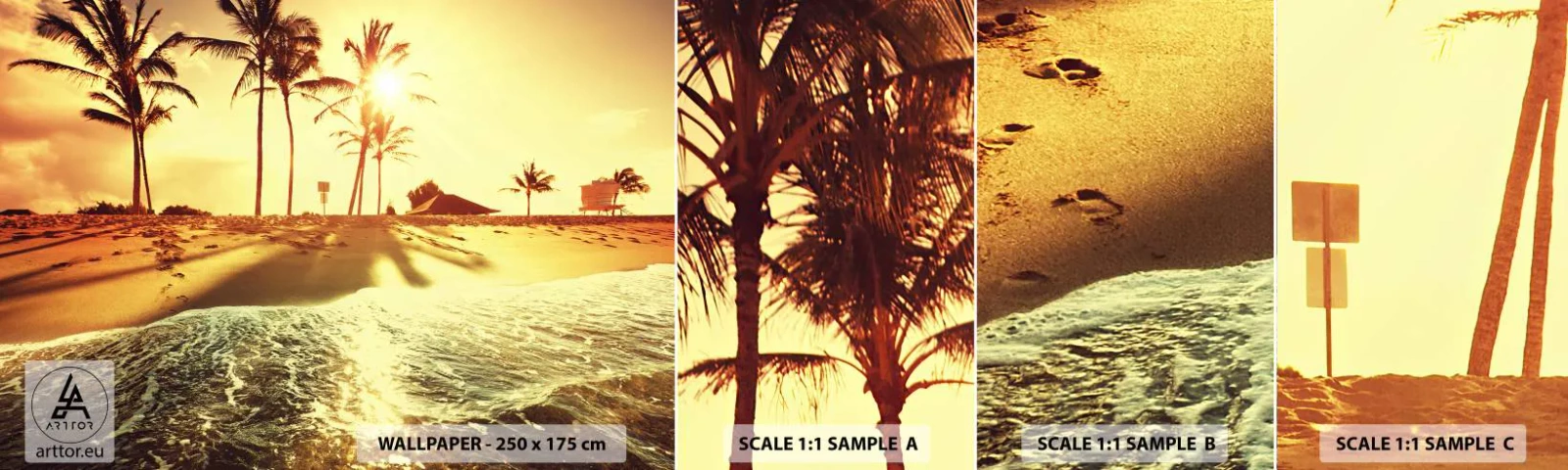 Fotótapéta Minta Standard Eco - Kaliforniai délután - Tájkép, Strand, Kókuszpálma - 100x30 cm