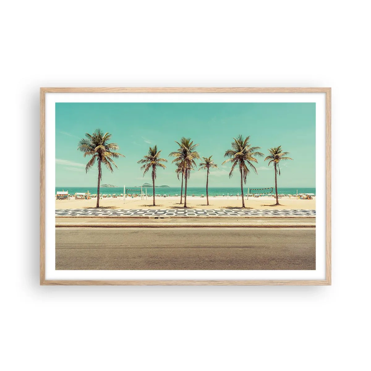 Poszter világos tölgy keretben - A tengerparton - 91x61 cm