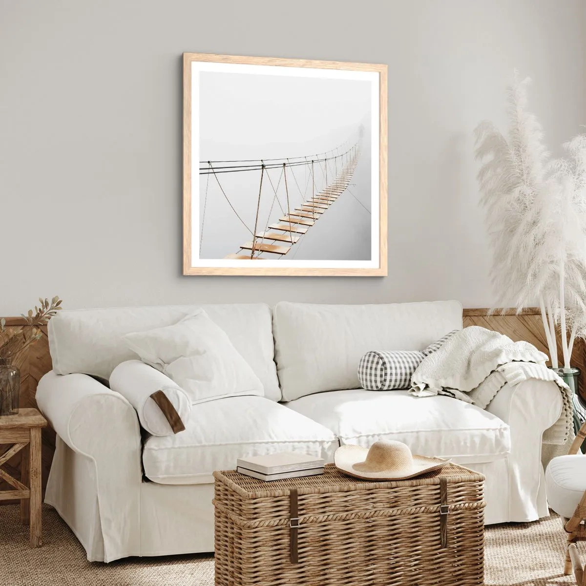 Poszter világos tölgy keretben - Hová vezet? - 60x60 cm