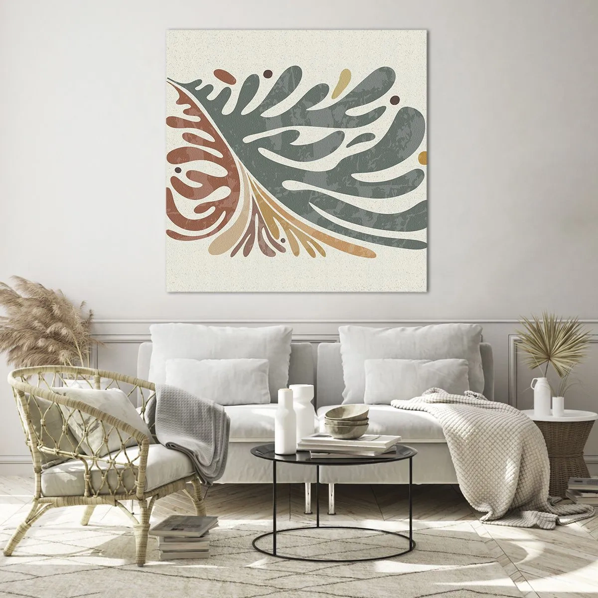 Üveg kép - Többszínű levél - 60x60 cm