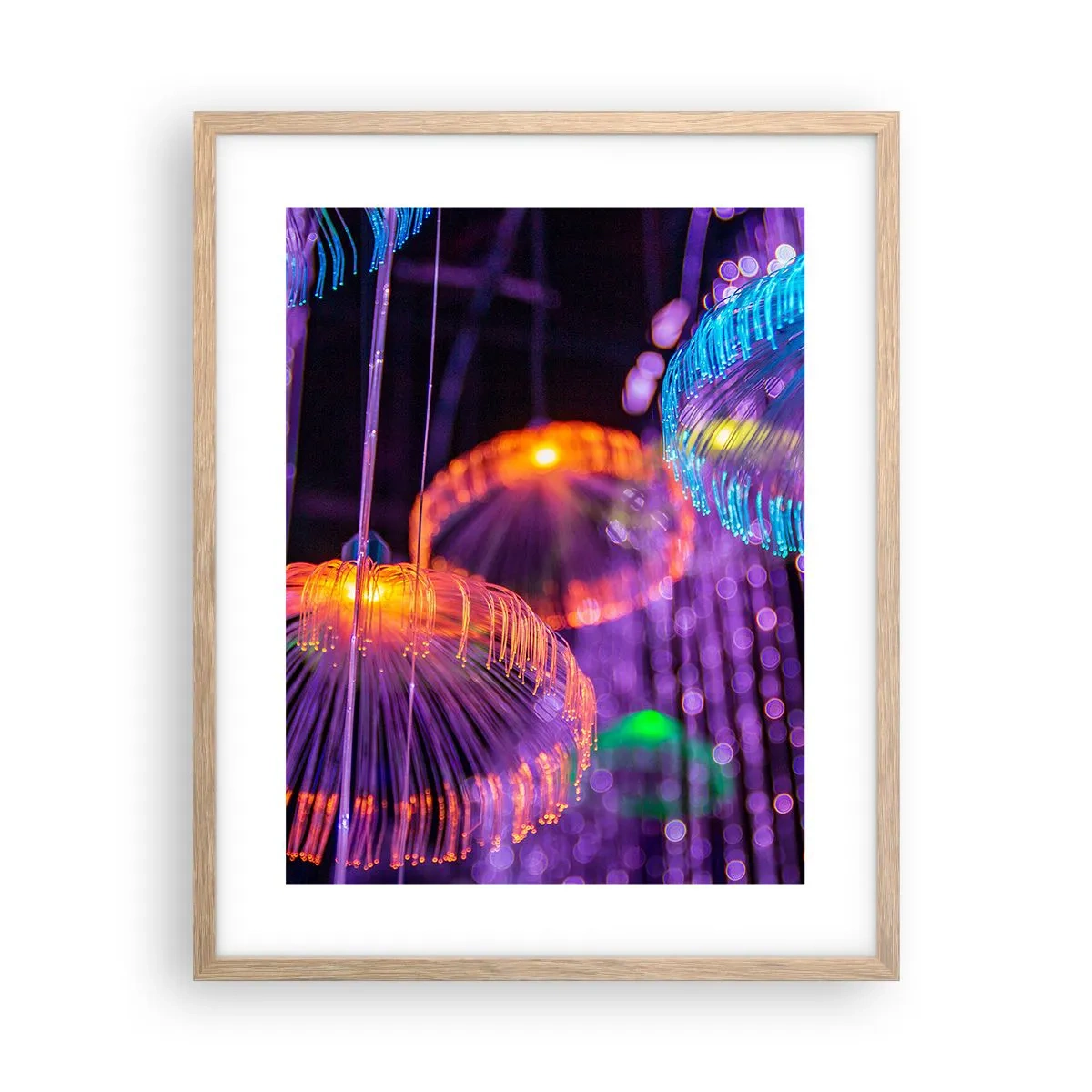 Poszter világos tölgy keretben - Világító szökőkút - 40x50 cm