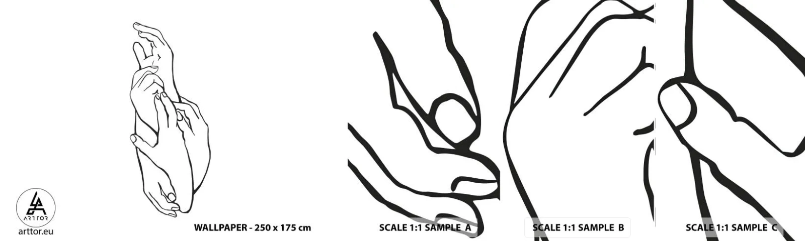 Fotótapéta Minta Standard Eco - Jó érintés - Kezek, Vonal, Minimalizmus - 100x30 cm