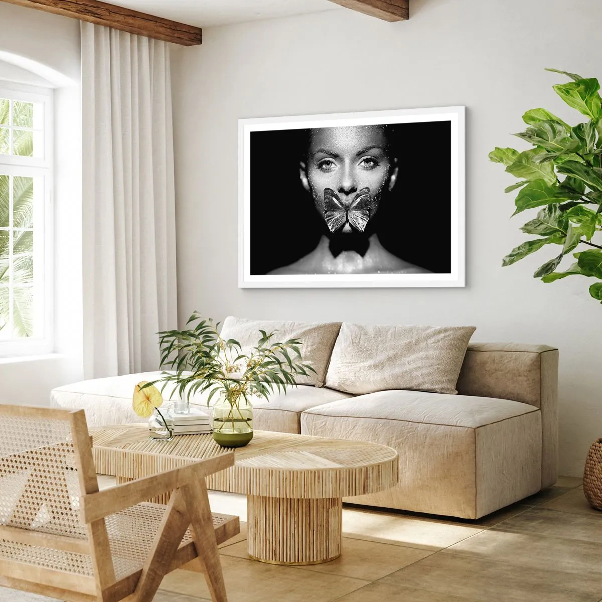 Poszter fekete keretben - Pillangó csókja - 100x70 cm