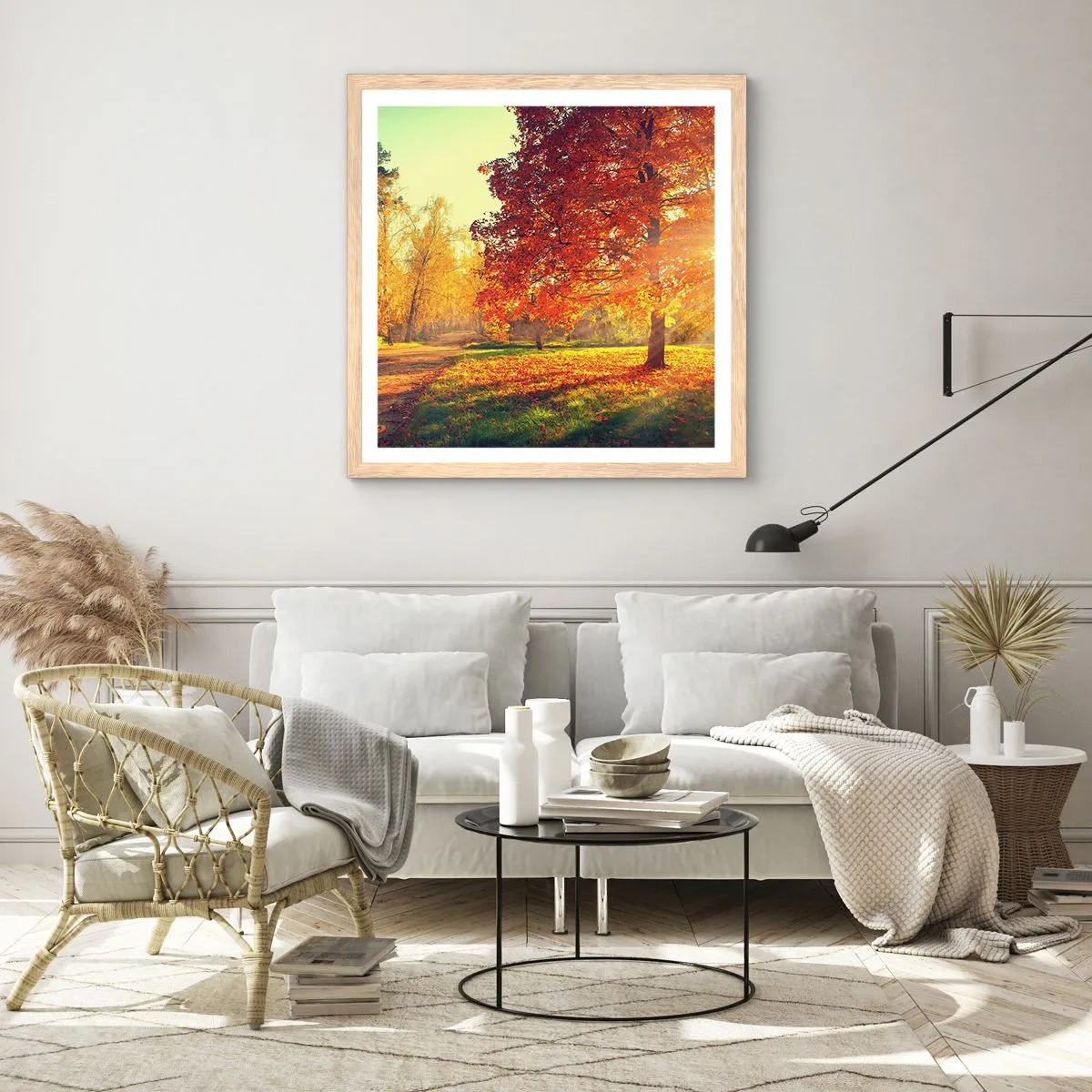 Poszter világos tölgy keretben - A vörös gyönyörű - 40x40 cm