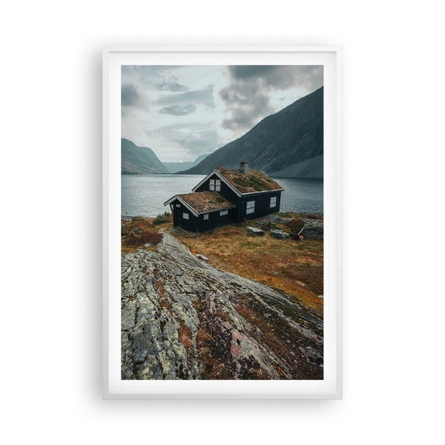 Poszter fekete keretben - Fjord nyári üdülőhely - 61x91 cm