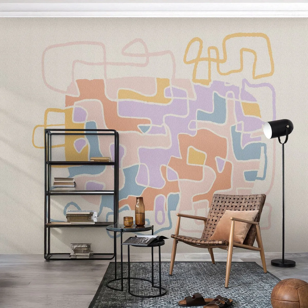 Fotótapéta Standard Eco - Labirintus - egy örömteli kaland - Minimalizmus, Pasztell, Vonalak - 350x256 cm