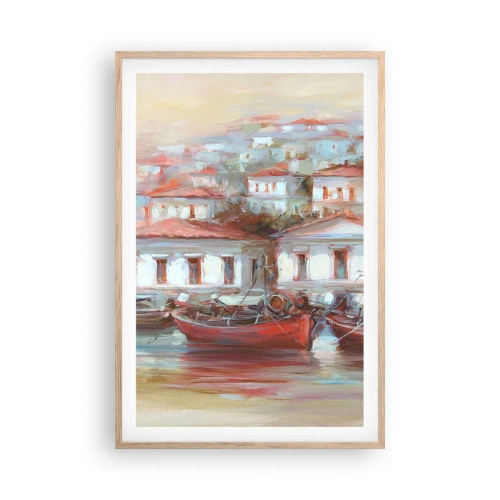 Poszter világos tölgy keretben - Boldog kisváros - 61x91 cm