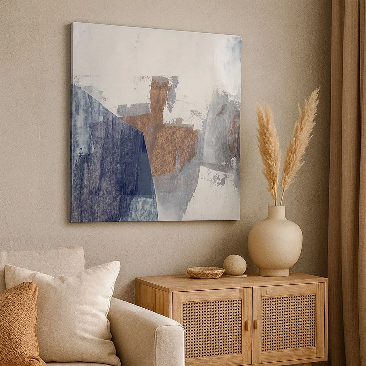 Vászonkép - Kékes barna formák - 30x30 cm