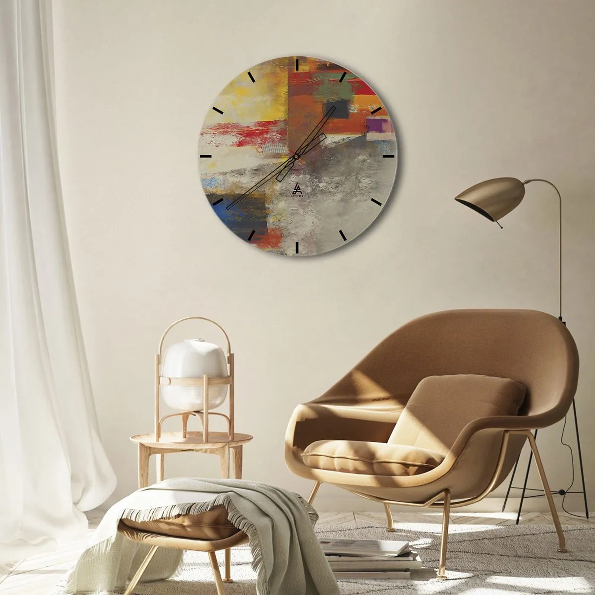 Falióra, Óra - Színgeometria - 40x40 cm