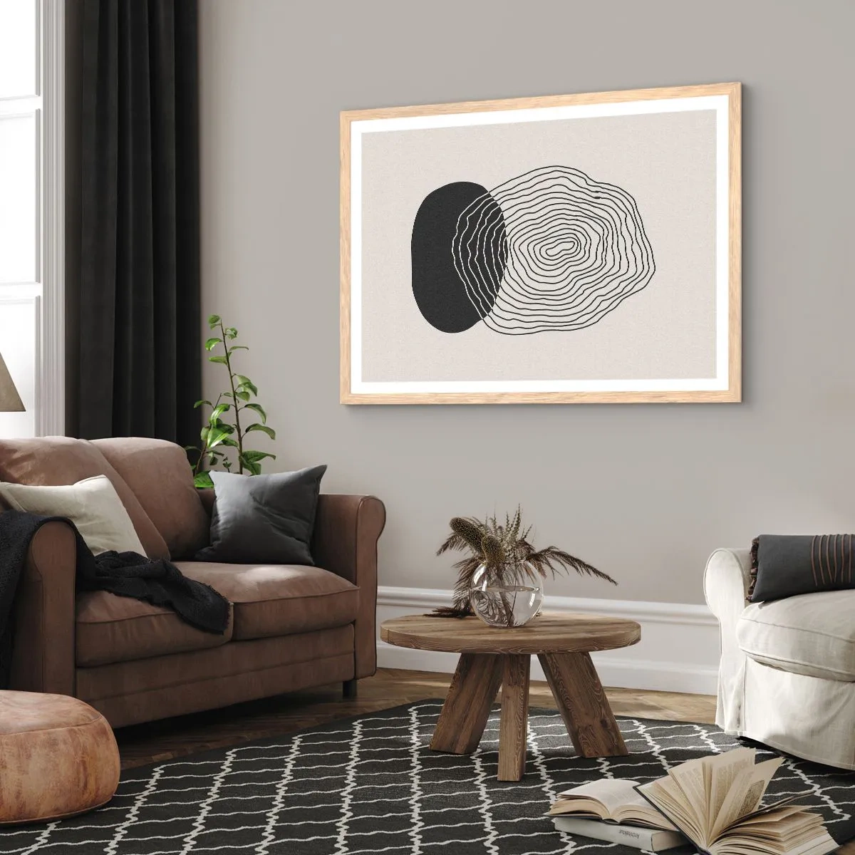 Poszter világos tölgy keretben - Létezés és rángatózás - 100x70 cm