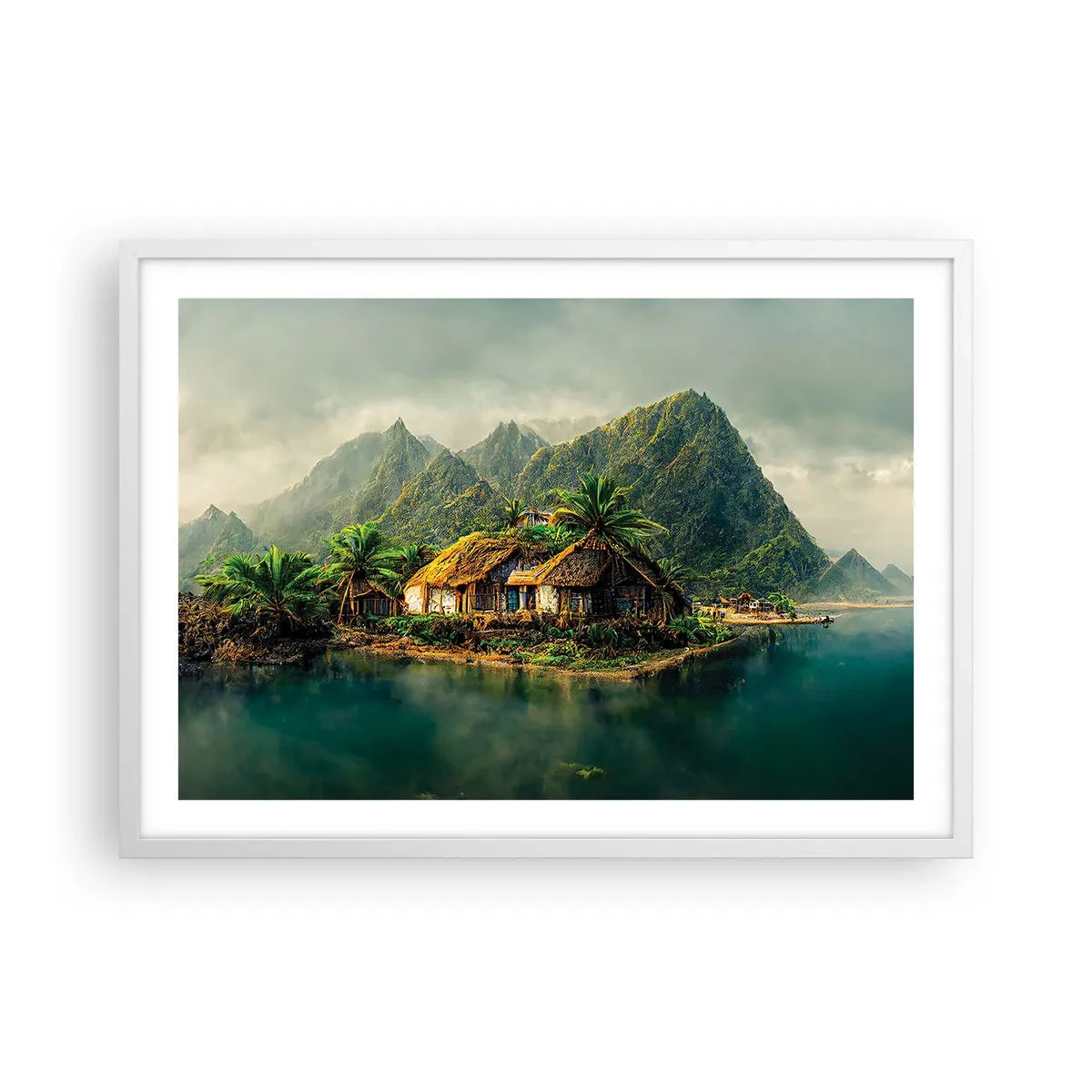 Poszter fekete keretben - Trópusi paradicsom - 70x50 cm