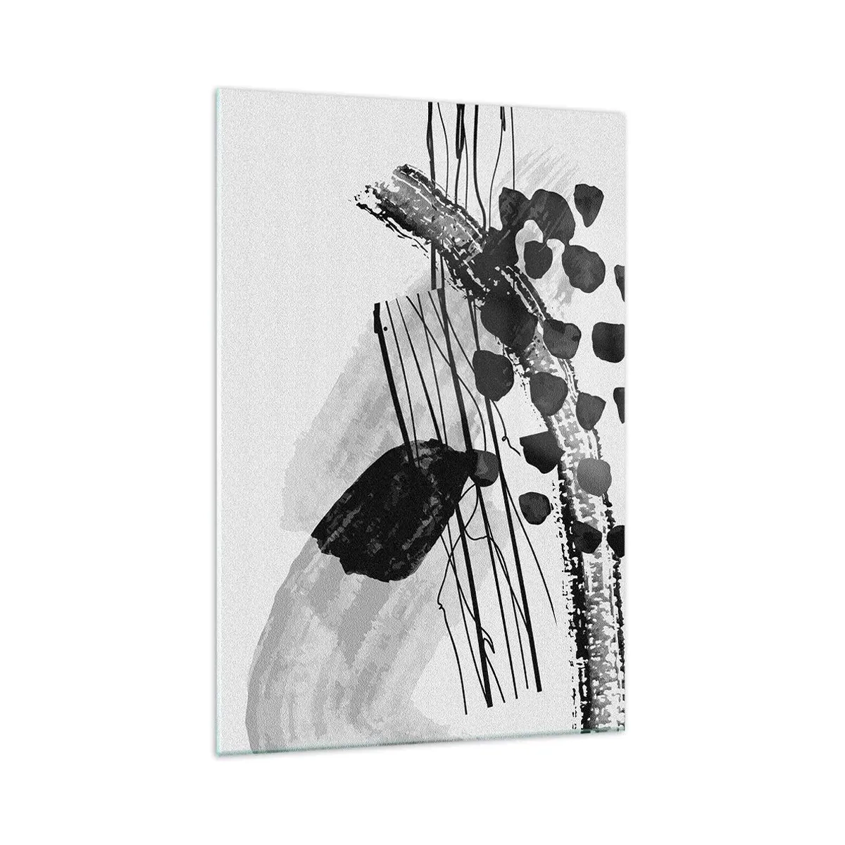 Üveg kép - Fekete-fehér organikus absztrakció - 70x100 cm