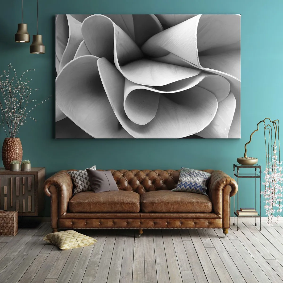 Vászonkép - Fekete-fehér absztrakt formák részletei - 70x50cm - Az űrben történik - Modern fali dekoráció nappalihoz és hálószobához ARTTOR