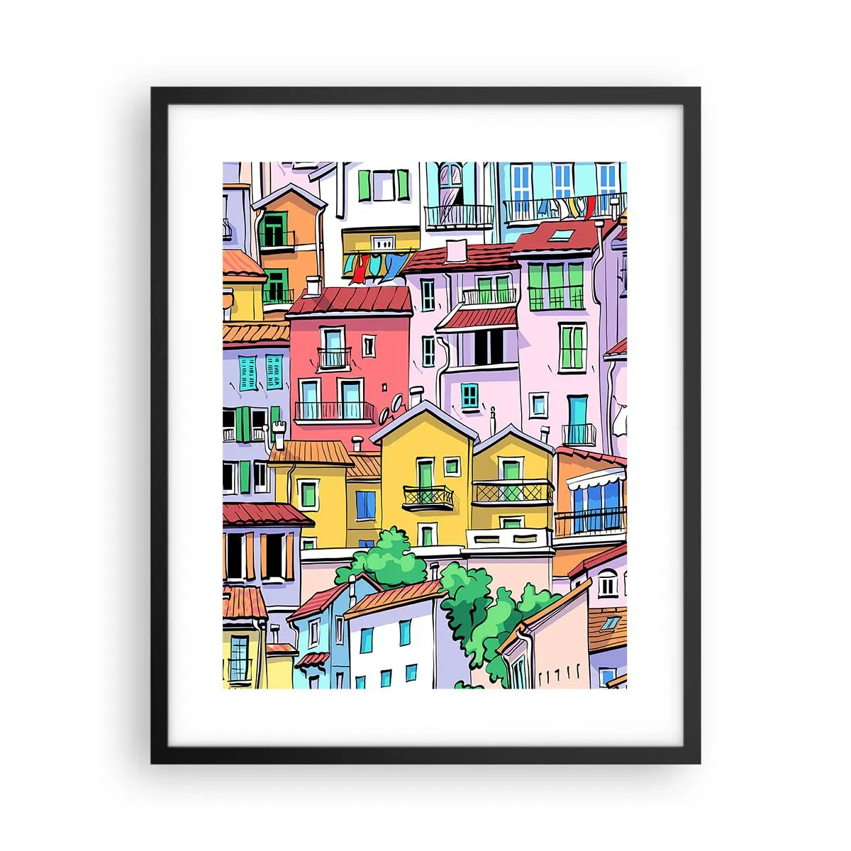 Poszter fehér keretben - Vidám város - 40x50 cm