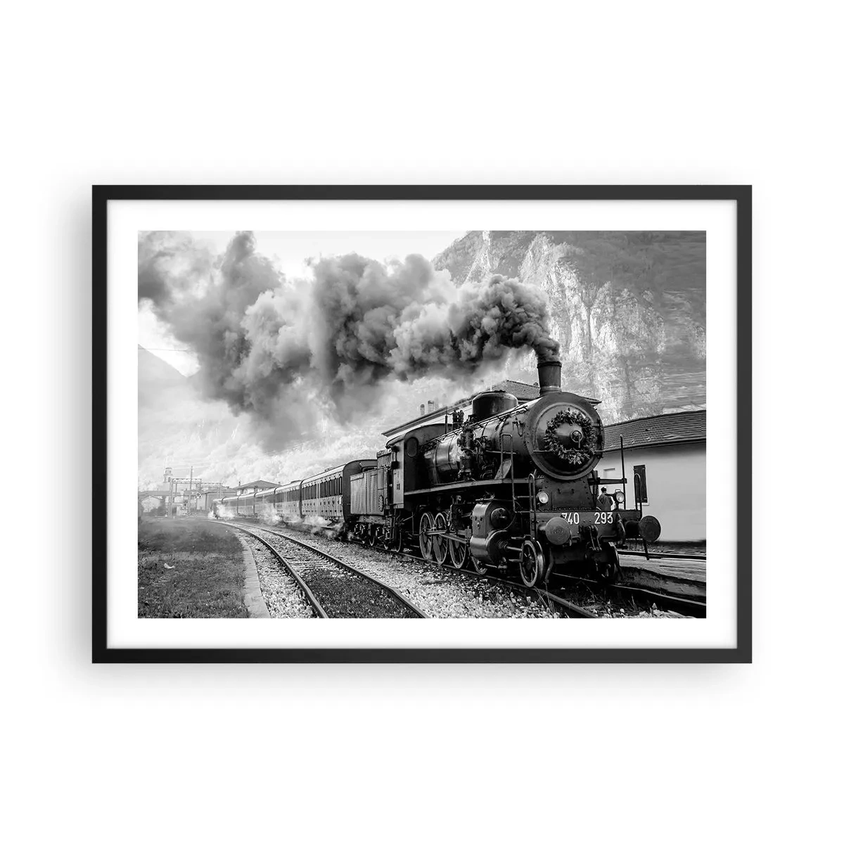 Poszter fehér keretben - Indulását a mozdony várja… - 70x50 cm
