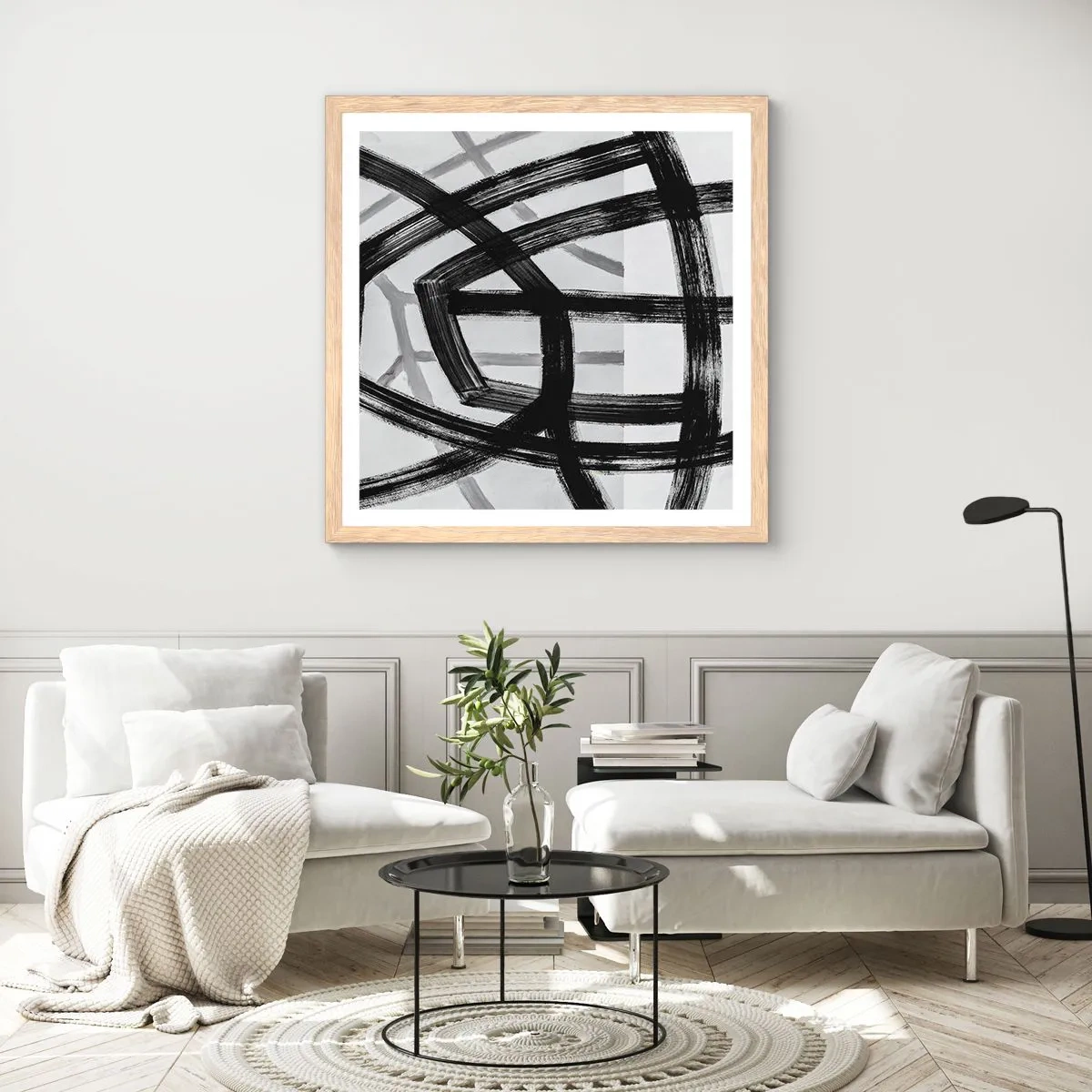 Poszter világos tölgy keretben - Mélység építése - 40x40 cm