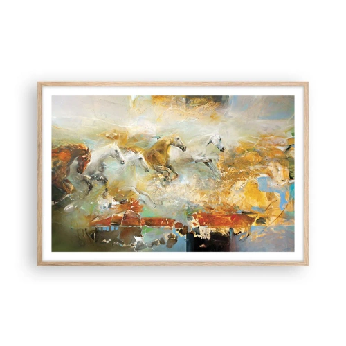 Poszter világos tölgy keretben - Vágta a fényen át  - 91x61 cm